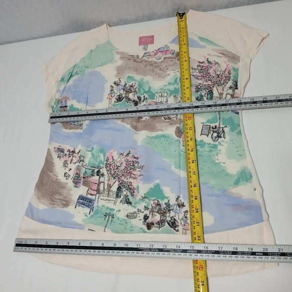 Joules Great Britian Viscose Short Sleeve Shopping Print Blouse. Size 6 - Picture 3 of 7